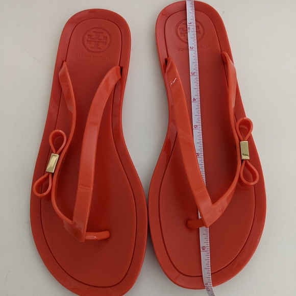 EXCELLENT Cond! Tory Burch Michaela Jelly Bow Flip Flop Orange Sandals Size 6 - Picture 14 of 15